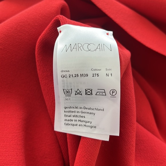 Marc Cain Orangey-Red Fit and Flare Stretch Dress Collar - Picture 5 of 6